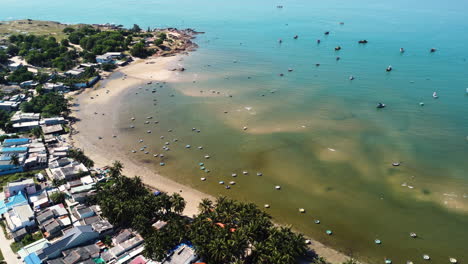 Beautiful-amazing-beach-in-Vietnam,-tourism-travel-Concept-Orbit-Circling-Aerial