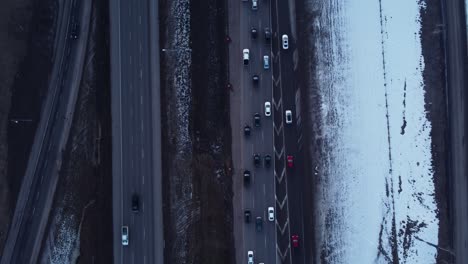 traffic jams from above in winter time