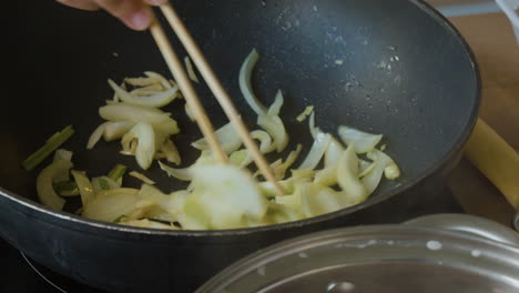 cooking soba noodles with sautéed fennel and onions