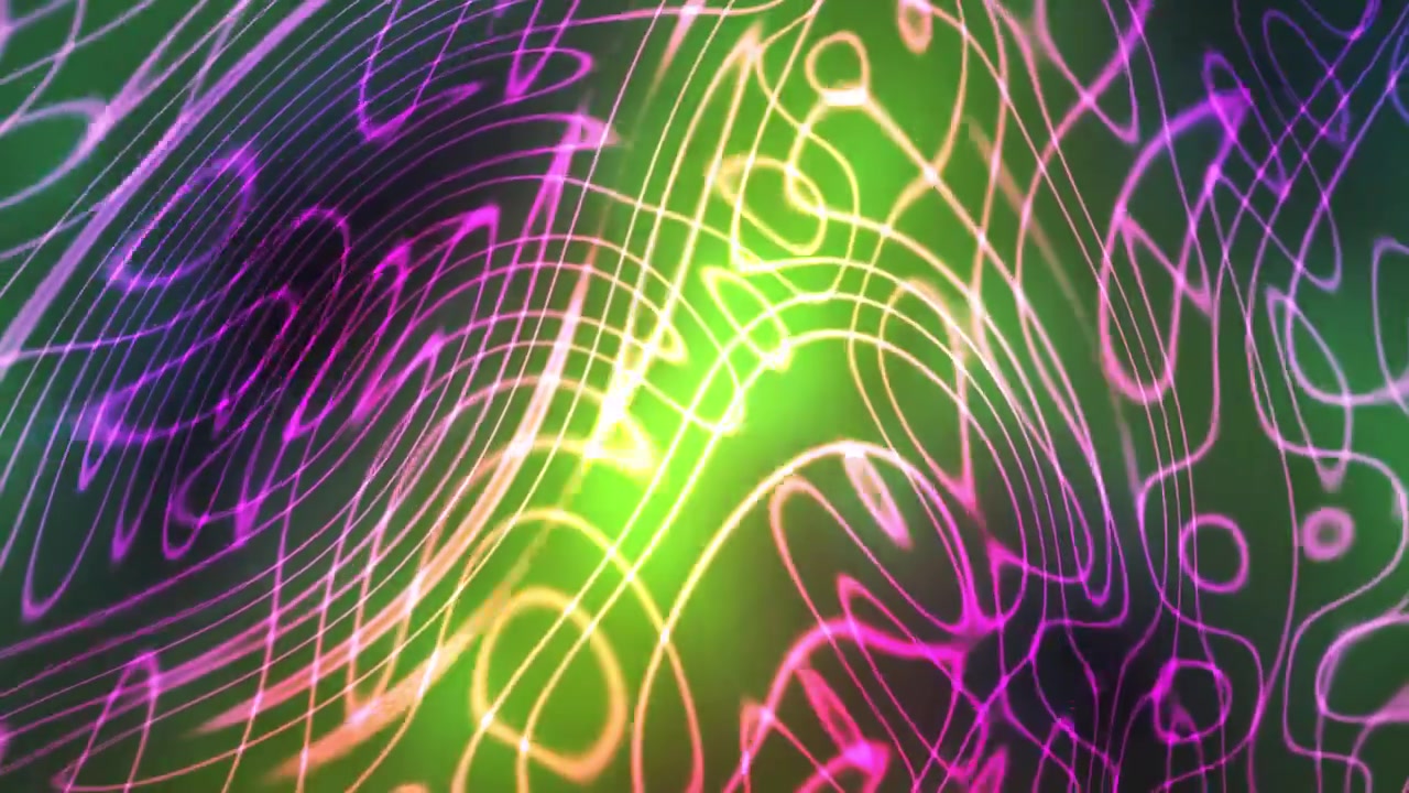 Dynamic Green and Purple Neon Lines Abstract Motion Background