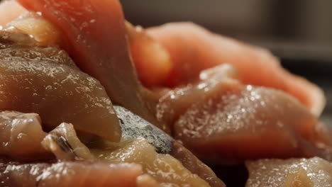 close-up of prepared tuna slices