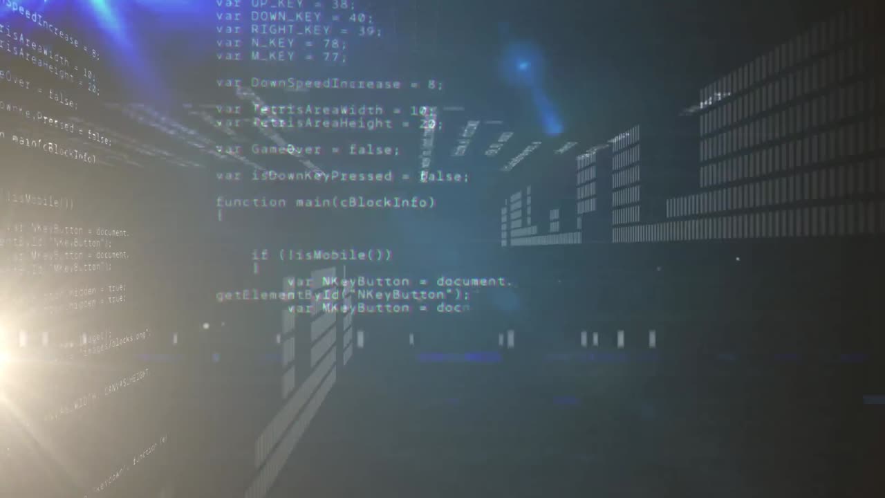 animación del procesamiento de datos sobre un fondo negro