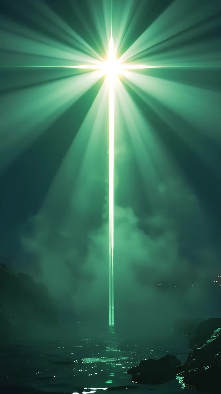 Christian Cross Heavenly Light Worship Background 4K