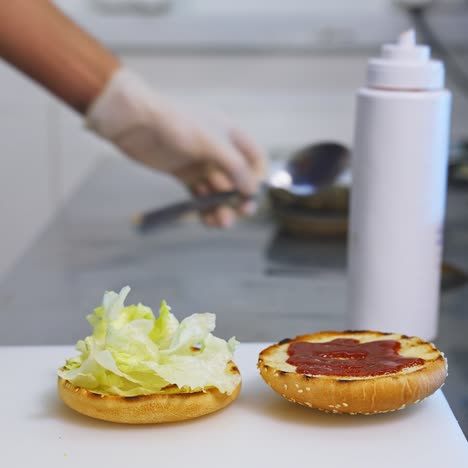 appetizing burger with various ingredients