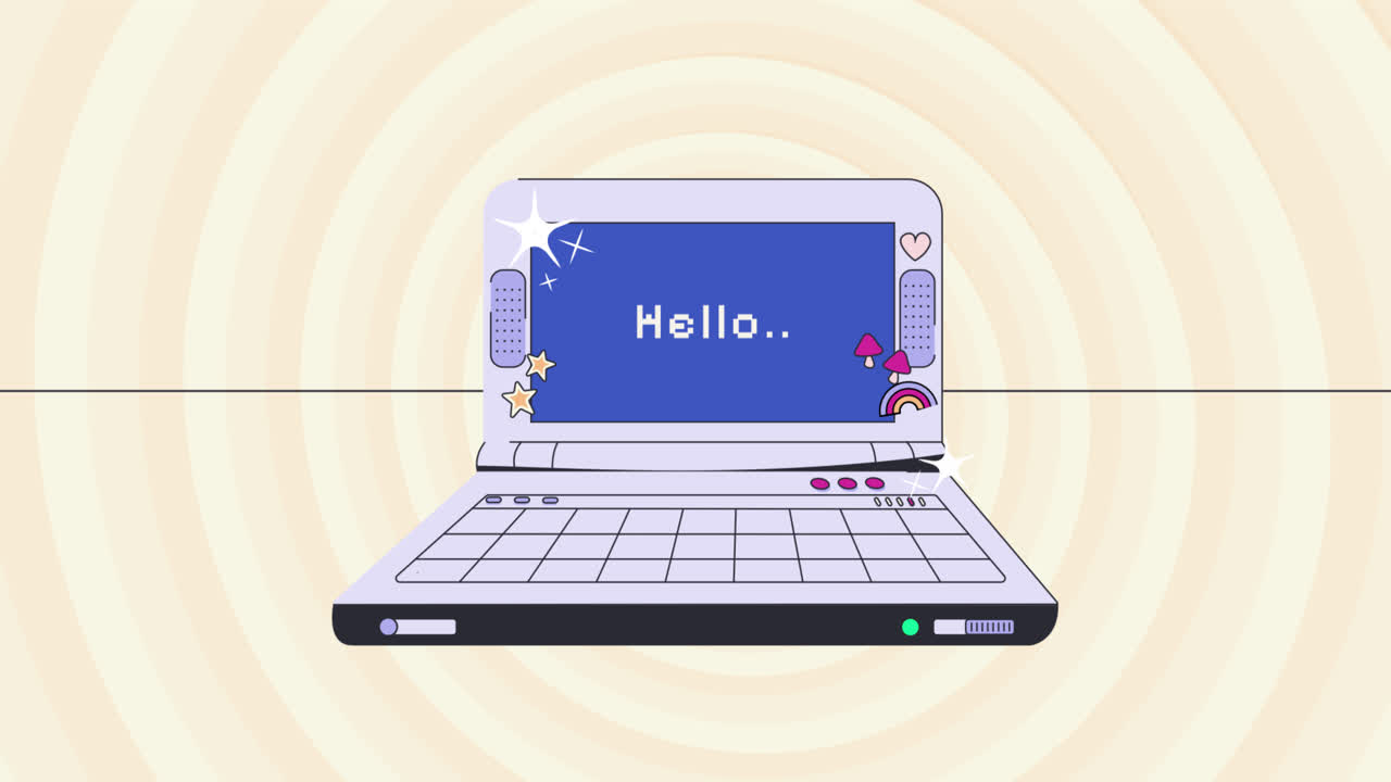 движущаяся графика вручную нарисованной компьютерной иллюстрации y2k