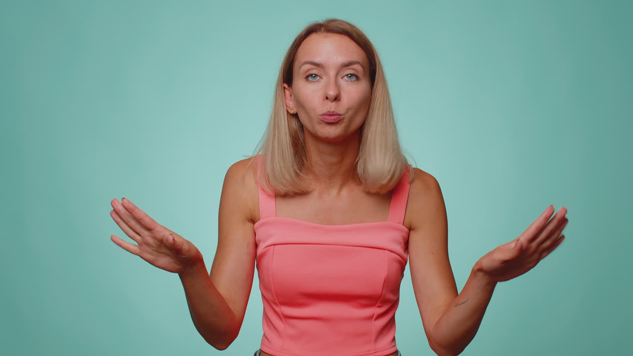 Displeased woman gesturing hands with irritation displeasure blaming scolding for failure asking why