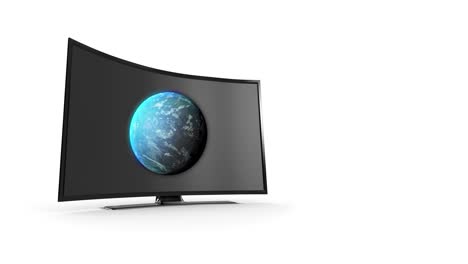 animación de televisión con el globo en la pantalla sobre un fondo blanco