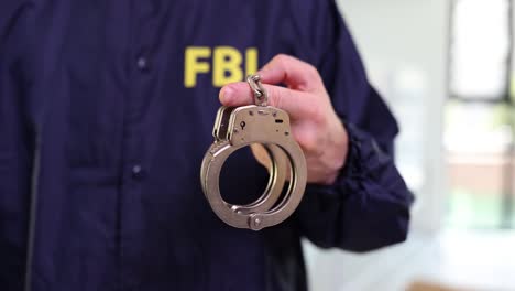 fbi agent holding handcuffs