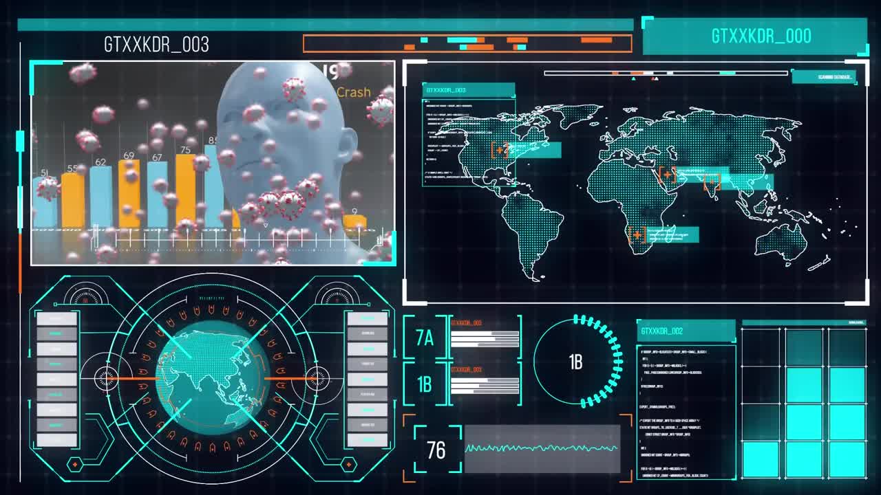 Digital interface against blue background