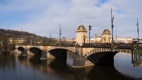 traffic over the legion bridge prague, czech republic