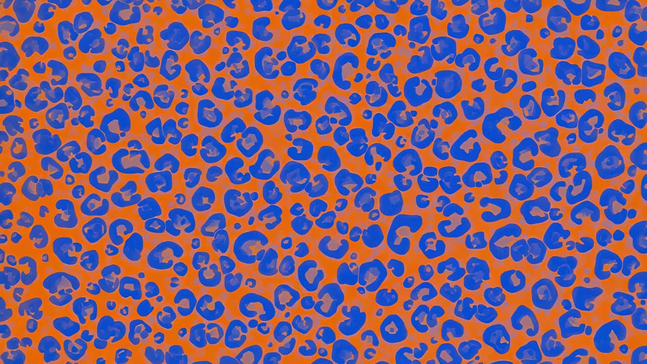 Showing blue-spotted pattern shifting subtly after frame changes in full-frame, orange ground
