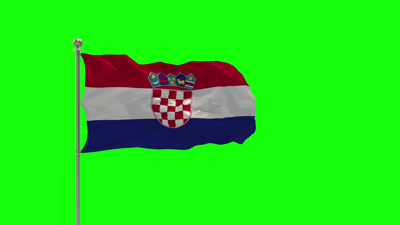 크로아티아 3d 그림: 크로마 키와 함께 기둥에 흔들리는 발