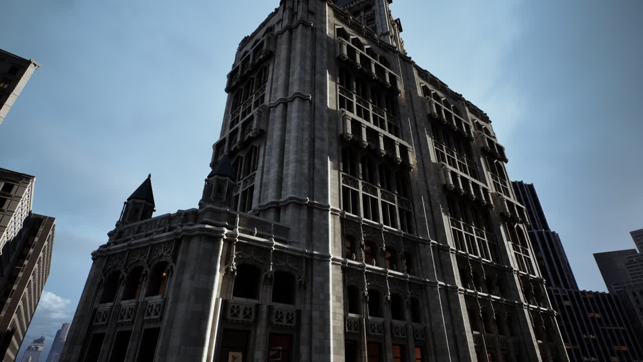 도시의 높은 돌로 지어진 건물