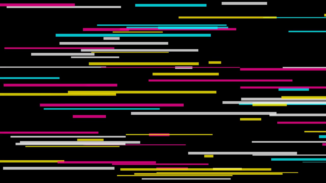 Grafica in movimento astratta con linee orizzontali colorate su sfondo nero