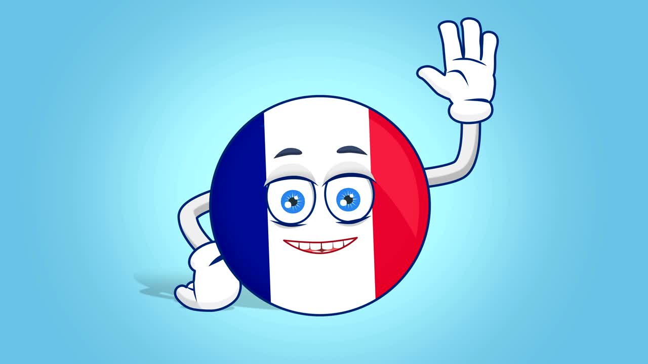 만화 아이콘 발 프랑스 안하세요 얼굴 애니메이션과 알파 매트