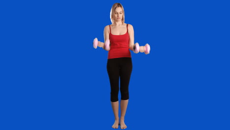 Blue-screen-footage-of-a-woman-working-out