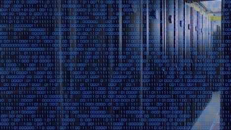 animación del procesamiento de datos en la sala de servidores