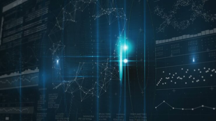 Animation of multiple moving graphs against black background