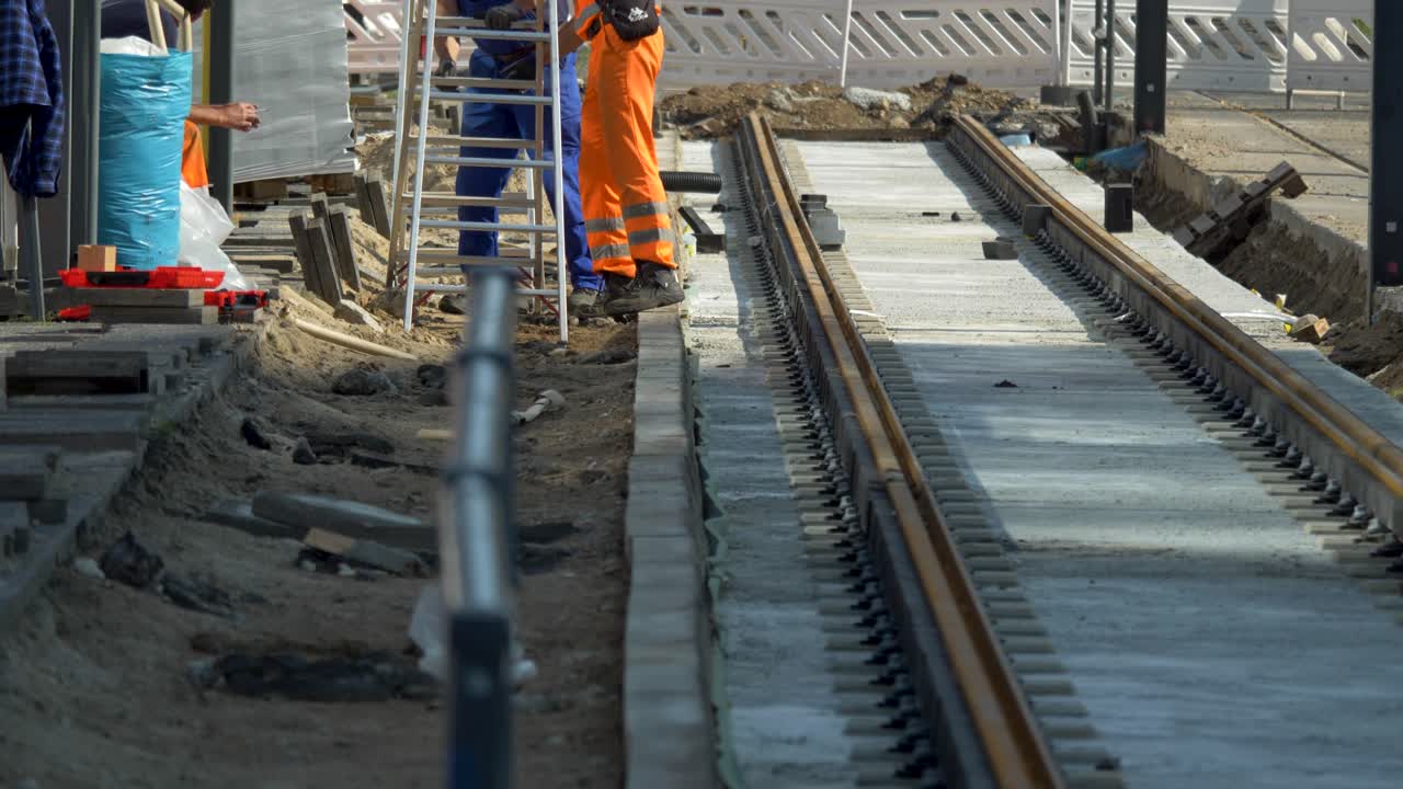 Railway construction in Alexanderplatz, Berlin
