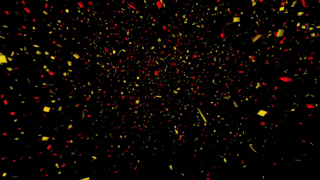 Colorful confetti falling on black background