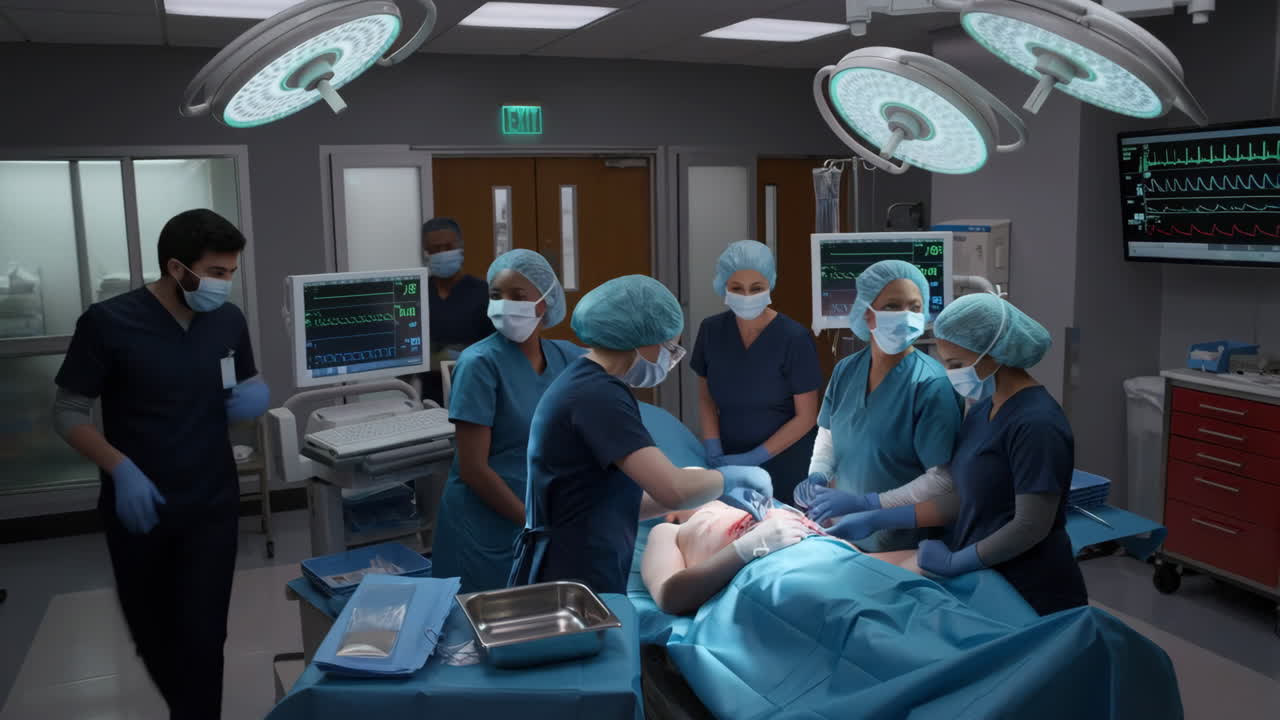 Medical Professionals Performing Surgery in an Operating Room