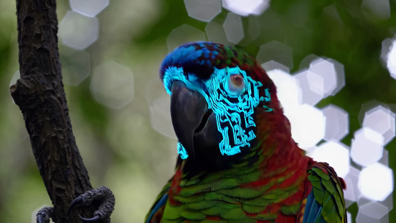 Futuristic Parrot with Circuit Design