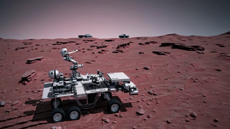 mars-rover auf der marsoberfläche