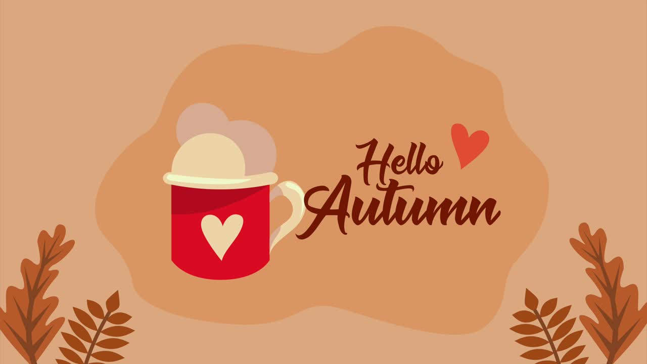 hello autumn lettering with