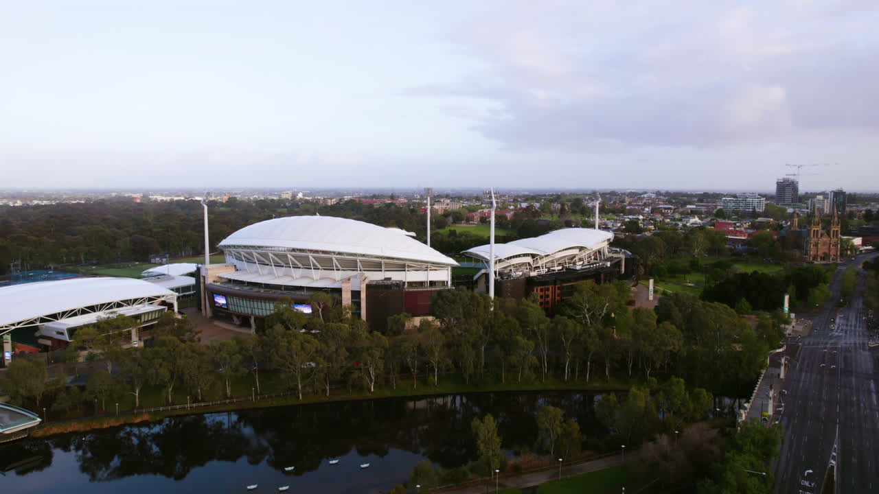 Aerial View of Adelaide Oval and Surrounding Cityscape