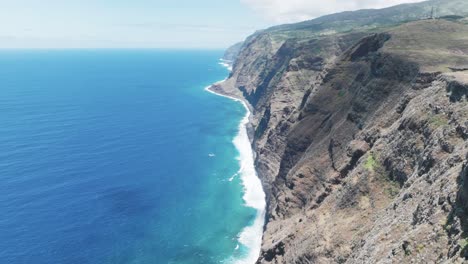 Rugged-Cliff-Of-Ponta-Do-Pargo-Overlooking-The-Atlantic-Ocean-On-The-Edge-Of-Madeira-Island-In-Portugal