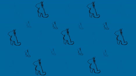 animación de tacones altos repetidos en fondo azul