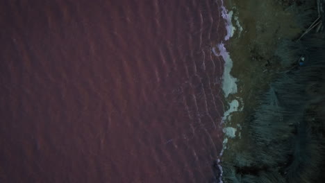 Topdown-Of-Calm-Waves-At-The-Pink-Lake-Of-Torrevieja-In-Alicante-Province,-Spain