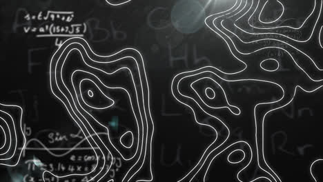 animación de ecuaciones matemáticas y líneas blancas sobre letras en fondo negro