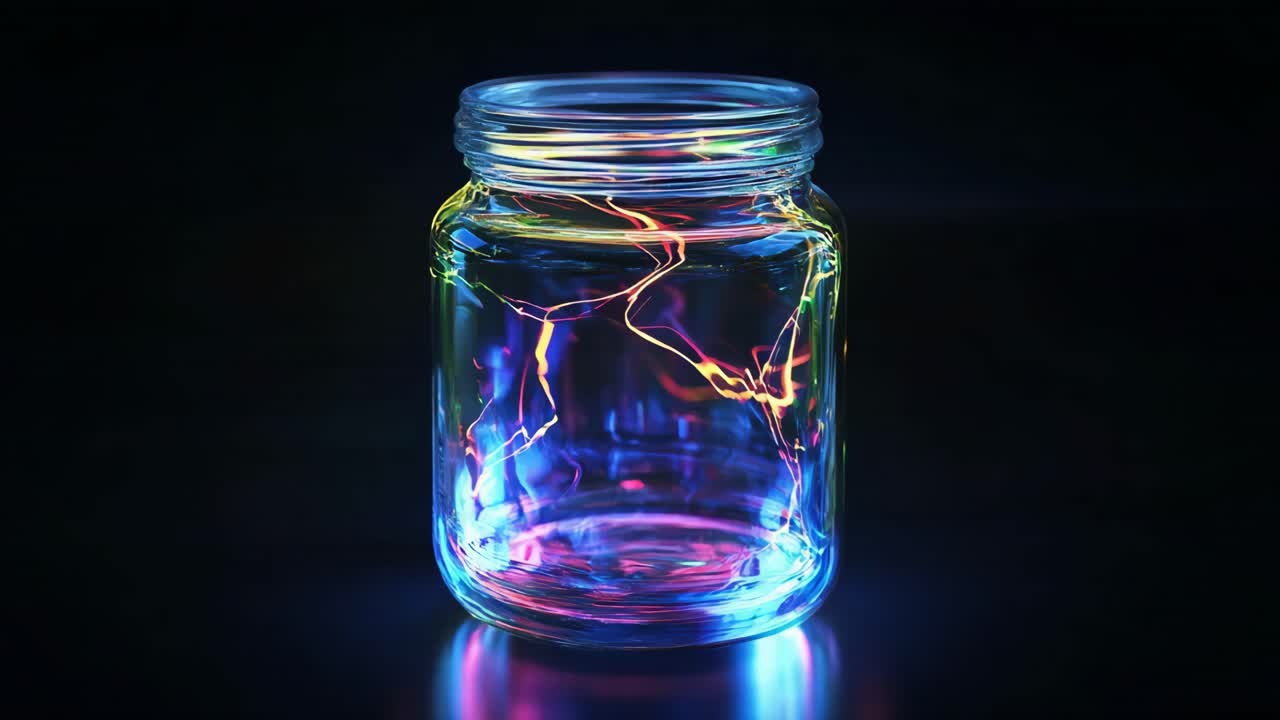 Glowing Colorful Glass Jar
