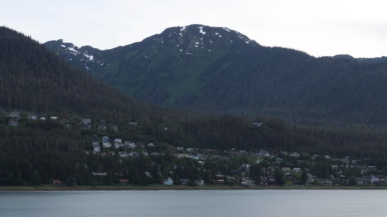 Douglas Island view from Juneau, Alaska.Mount Troy in the background.