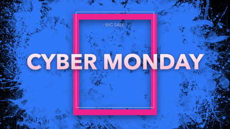 animasyon giriş metni cyber monday siyah moda ve minimalizm arka planında mavi sıçrama noktaları ile