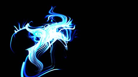 líneas rápidas de rayas de luz. flujo de partículas forma líneas azules rizadas como senderos de luz brillante, líneas forman patrón giratorio como ruido de rizado. animación 3d abstracta como brillante creativo festivo bg