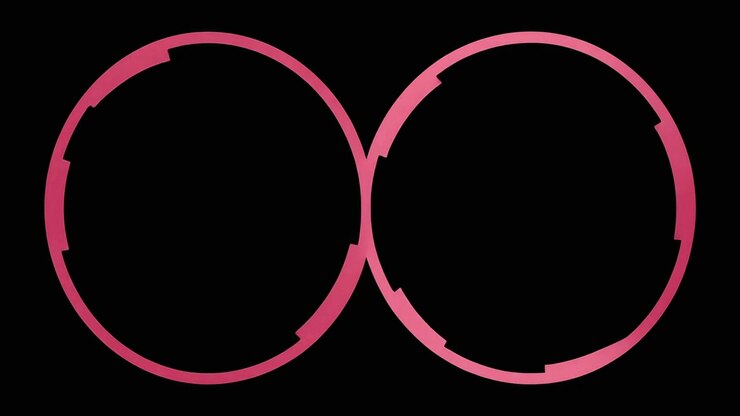 Two Pink Circular Loading Rings Rotating on Black Background