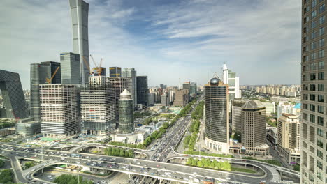 timelapse of the beijing city skyline from a high vantage point