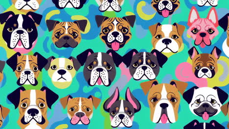colorful cartoon bulldog faces pattern