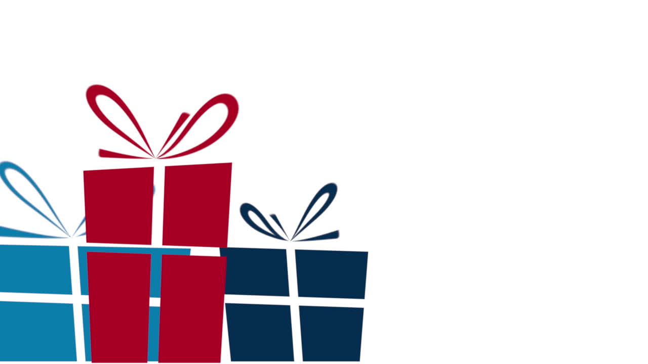 regalos animados de movimiento de primer plano azul y rojo sobre fondo blanco