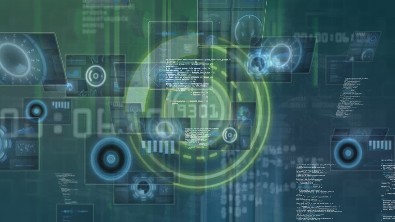 la animación digital muestra el procesamiento de datos sobre un fondo negro.