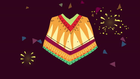 colorful traditional poncho with fireworks