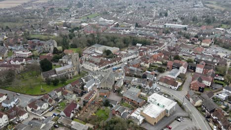 Halstead-Essex-UK-Pull-back-reveal-Aerial-footage-4K