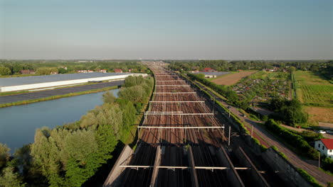 aerial view of train tracks in the dutch countryside