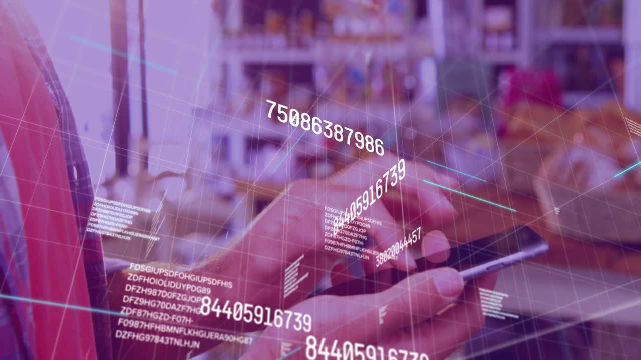 Animation of text with globe and network of connections