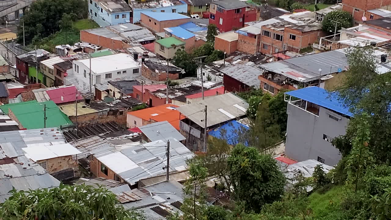 High view of slums or low class houses in latin country in South America