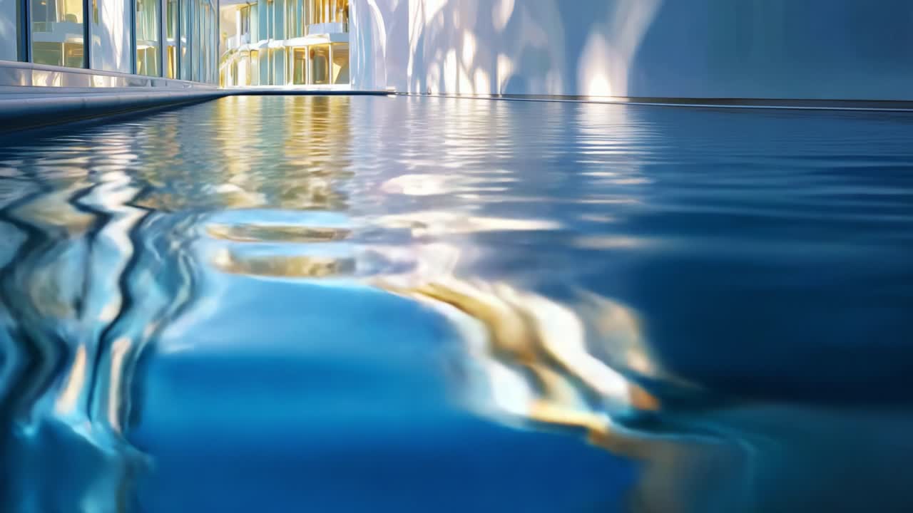 Serene Reflections in a Modern Pool: A Tranquil Scene Captured in Stunning Detail that Highlights the Interplay of Light and Water, Creating an Inviting Atmosphere for Relaxation