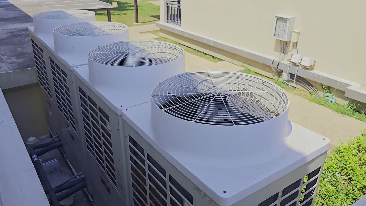 Outdoor Air Conditioning Units Operating Outside Building