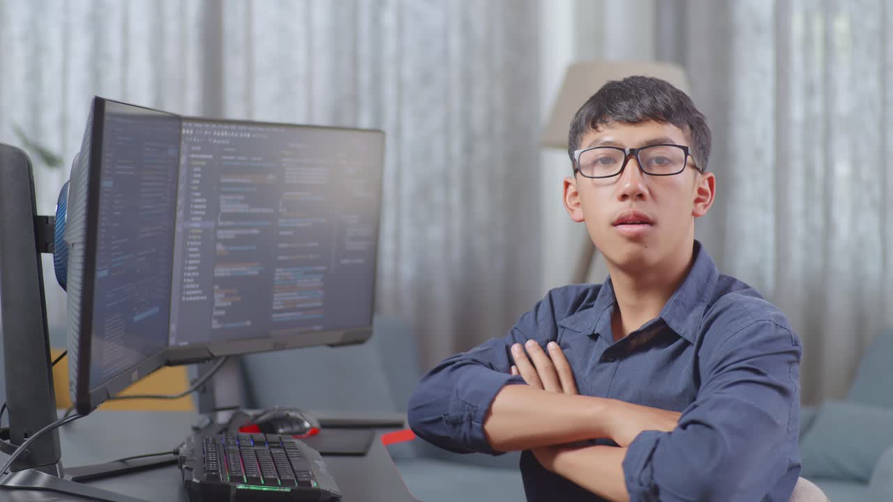 joven programador que trabaja en casa